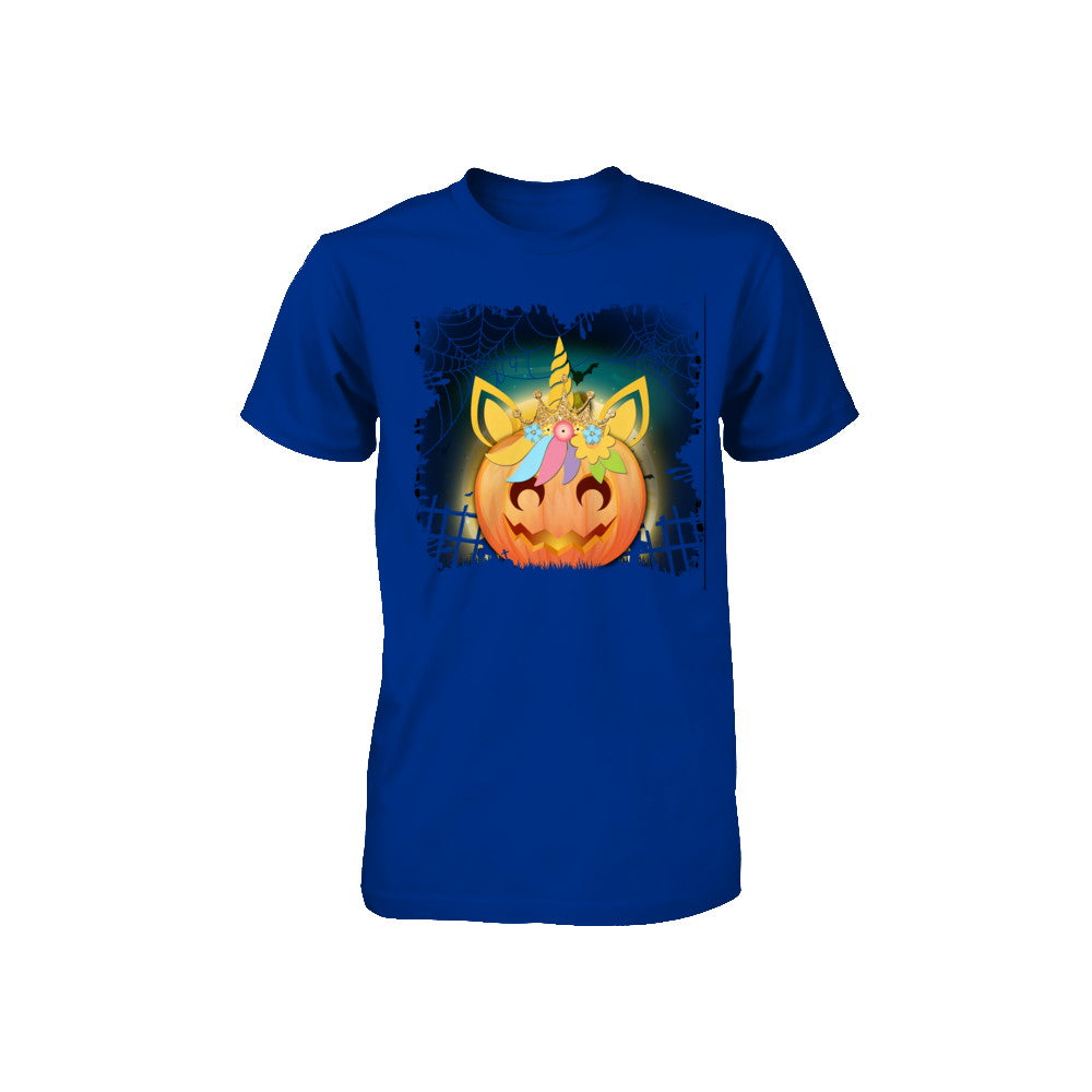 Kids Girls Unicorn Pumpkin Queen Halloween Youth Youth Shirt | Teecentury.com