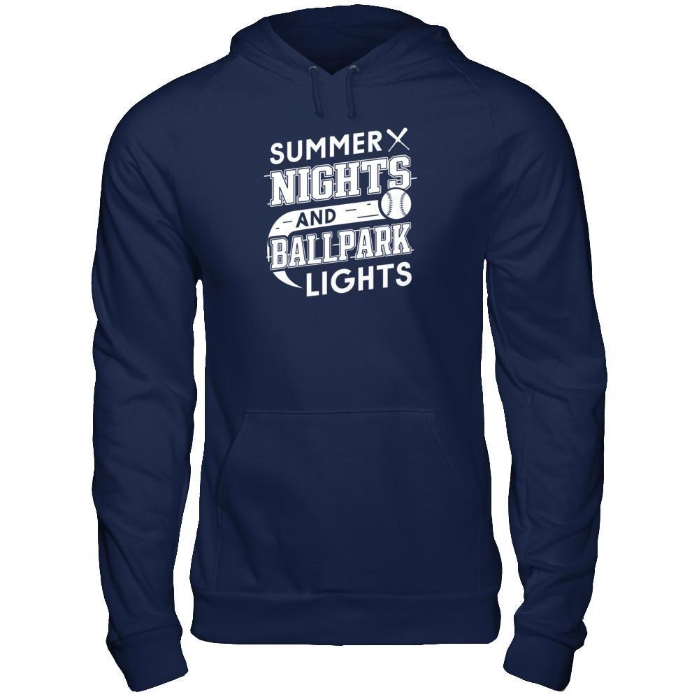 Summer Nights Ballpark Lights Baseballs T-Shirt & Hoodie | Teecentury.com