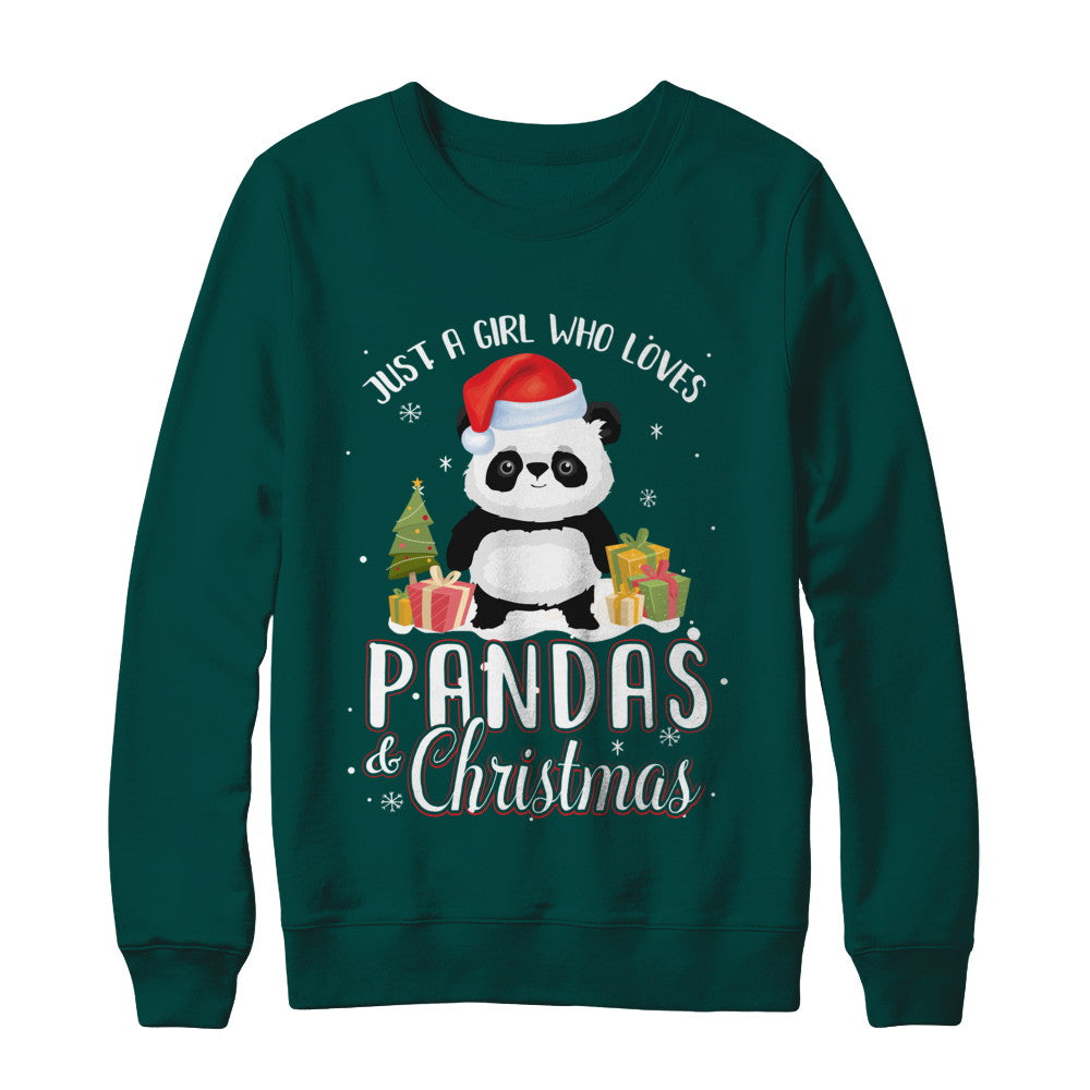 Just A Girl Who Loves Pandas And Christmas T-Shirt & Sweatshirt | Teecentury.com
