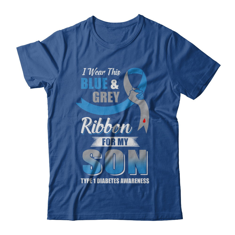 I Wear Blue And Gray For My Son Diabetes Awareness T-Shirt & Hoodie | Teecentury.com