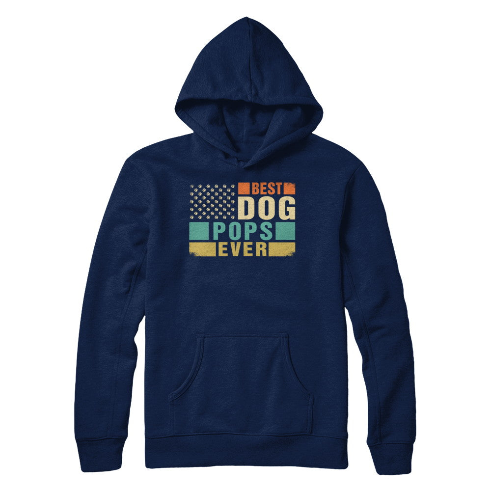 Vintage Retro BEST DOG POPS EVER American Flag Fathers Day T-Shirt & Hoodie | Teecentury.com