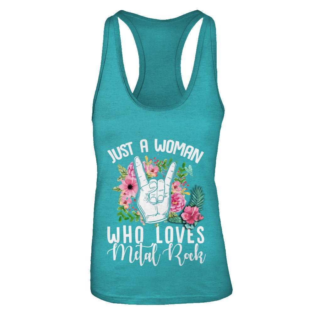 Just A Woman Who Loves Metal Rock T-Shirt & Tank Top | Teecentury.com