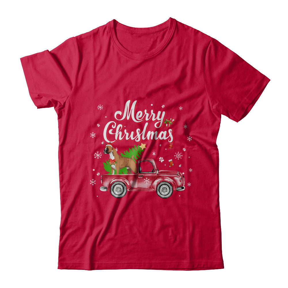Boxer Rides Red Truck Christmas Pajama T-Shirt & Sweatshirt | Teecentury.com