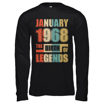 Vintage Retro January 1968 Birth Of Legends 54th Birthday T-Shirt & Hoodie | Teecentury.com