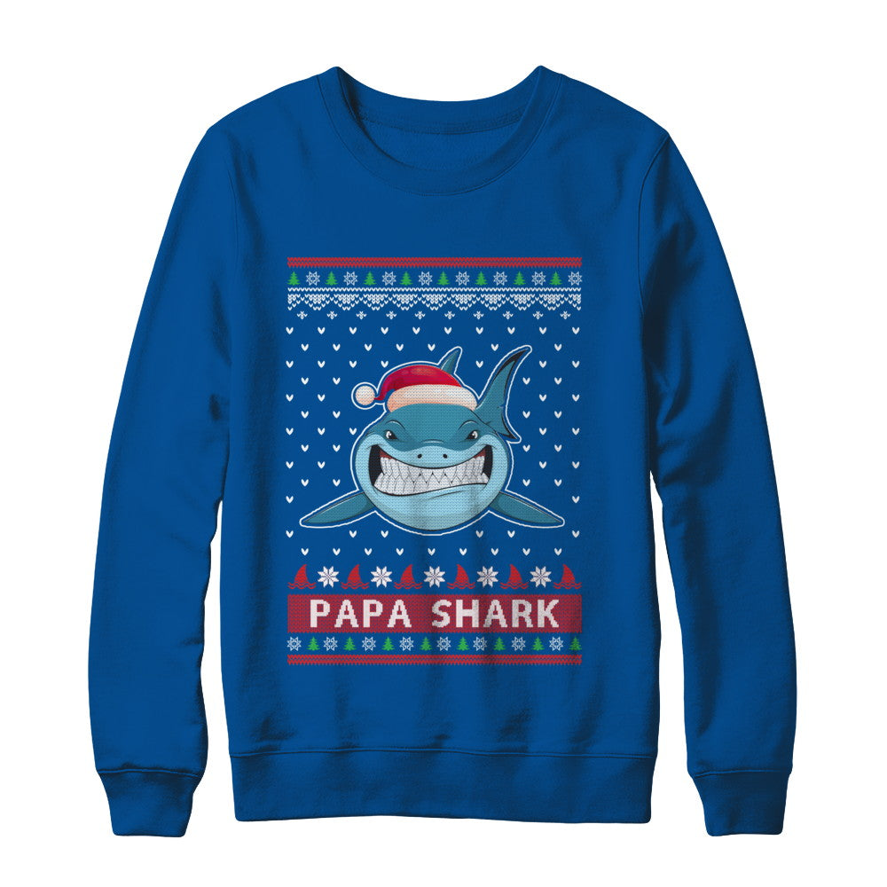 Santa Hat Papa Shark Ugly Christmas Sweater T-Shirt & Sweatshirt | Teecentury.com