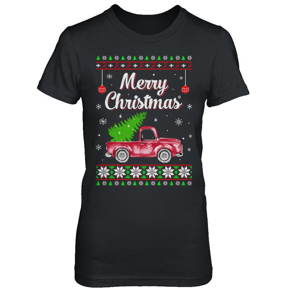 Snow Tree Truck Merry Christmas Ugly Sweater T-Shirt & Sweatshirt | Teecentury.com