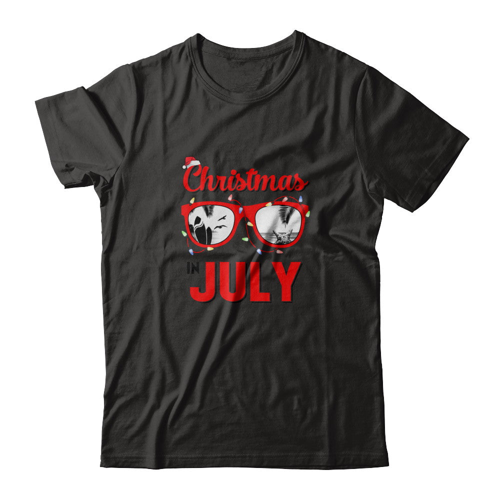July In Christmas Santa Hat Sunglasses Summer Vacation T-Shirt & Tank Top | Teecentury.com