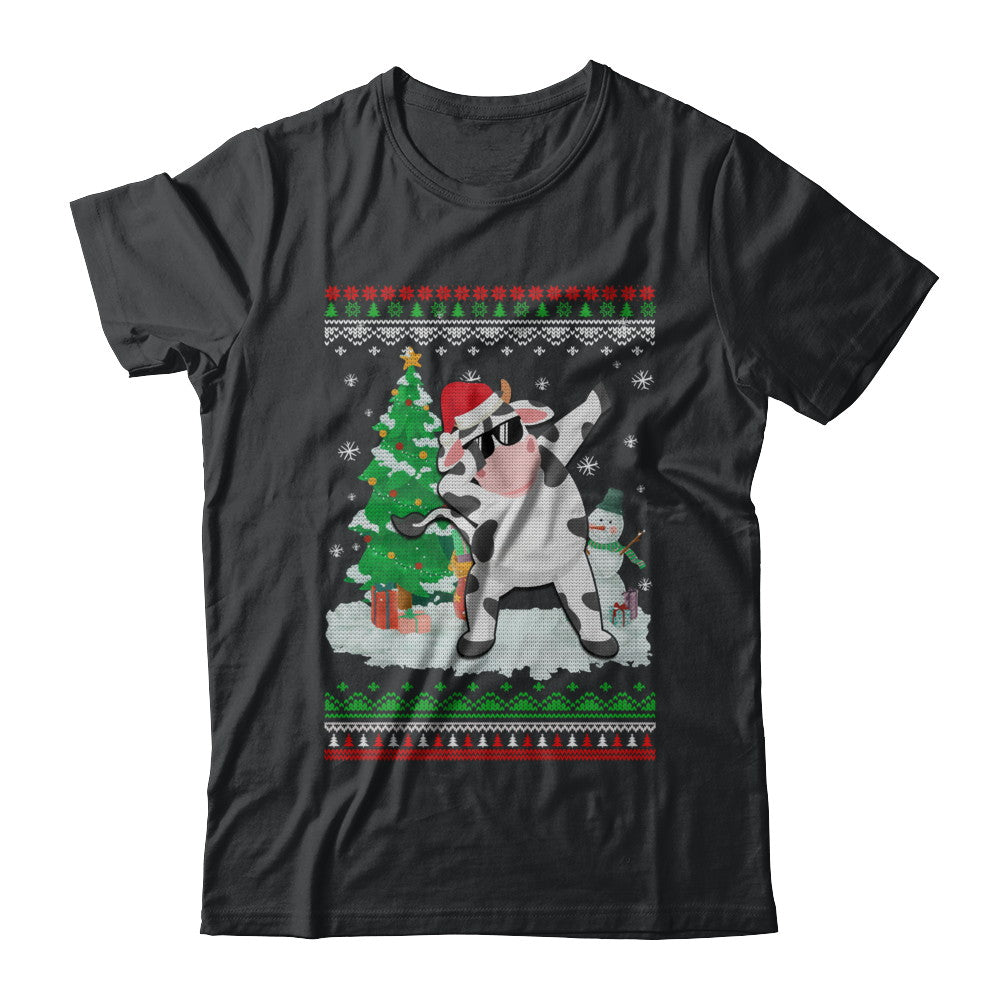 Santa Hat Cow Dabbing Christmas Ugly Sweater T-Shirt & Sweatshirt | Teecentury.com