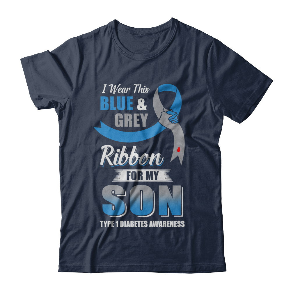 I Wear Blue And Gray For My Son Diabetes Awareness T-Shirt & Hoodie | Teecentury.com