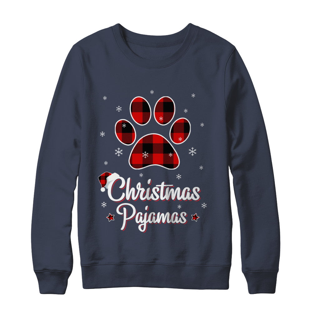 Buffalo Plaid Christmas Pajamas Dog Cat Hat Santa T-Shirt & Sweatshirt | Teecentury.com