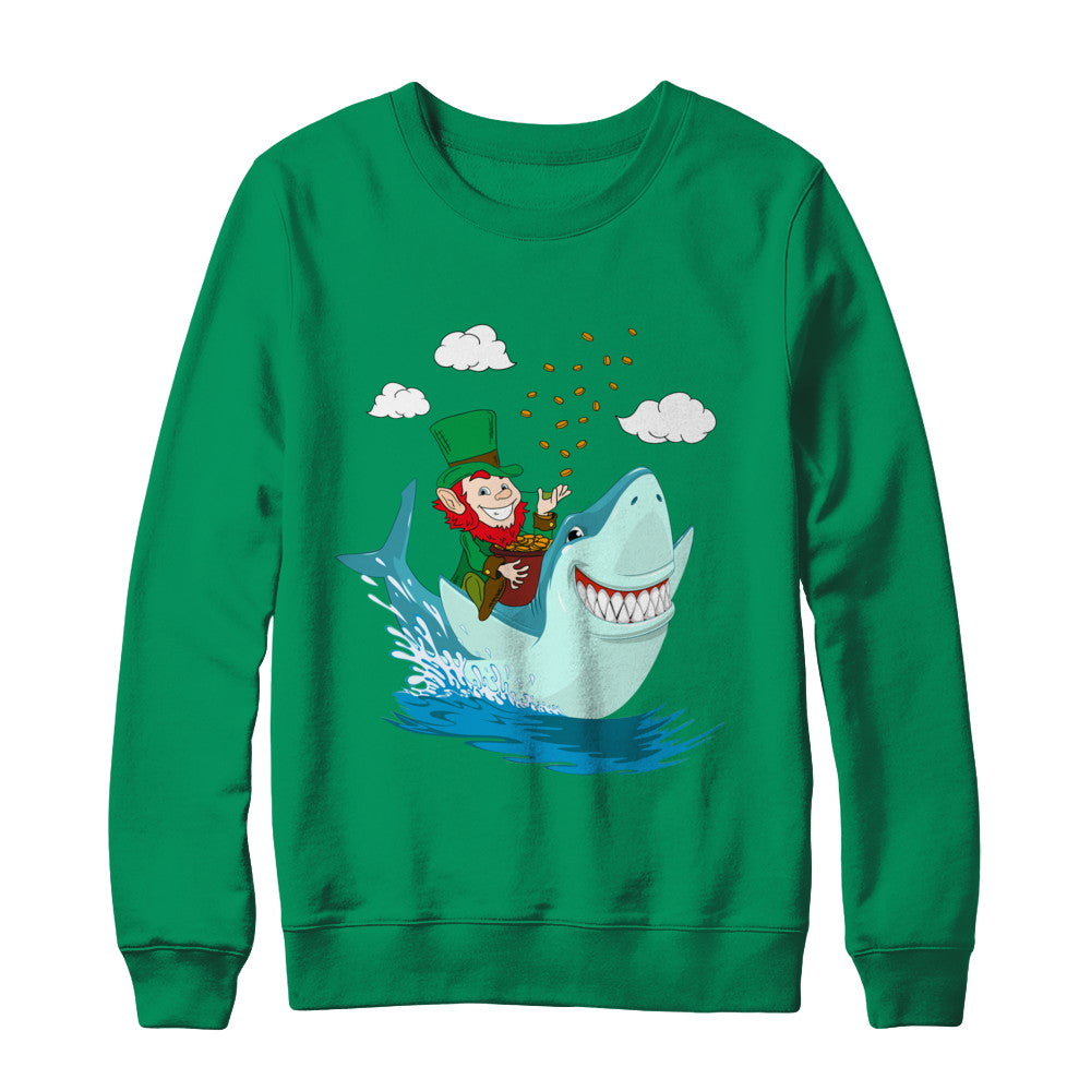 St Patricks Day Leprechaun Riding Shark T-Shirt & Hoodie | Teecentury.com