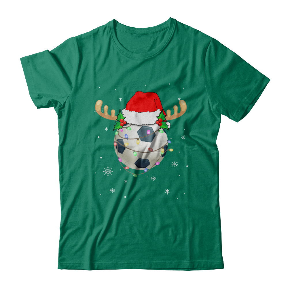 Santa Hat Soccer Reindeer Christmas Gifts T-Shirt & Sweatshirt | Teecentury.com