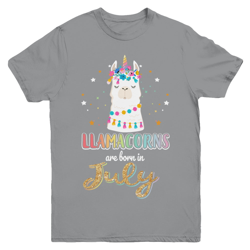 Llama Unicorn Llamacorns Born In July Birthday Gift Youth Youth Shirt | Teecentury.com