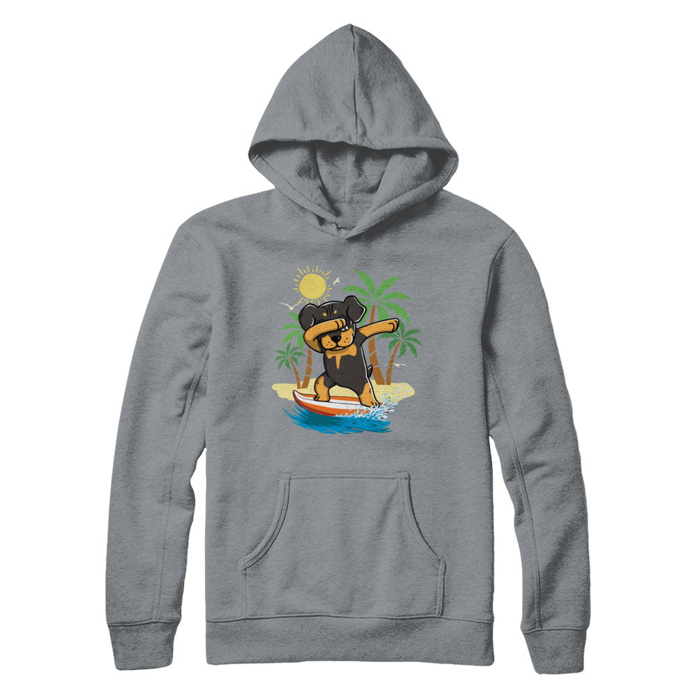 Summer Vacation Dabbing Rottweiler Surfing Surfboard Gift T-Shirt & Hoodie | Teecentury.com
