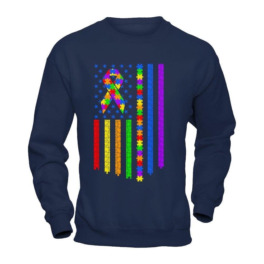Autism Awarenes American Flag T-Shirt & Hoodie | Teecentury.com