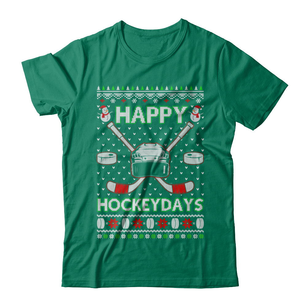 Happy Hockeydays Hockey Ugly Christmas Sweater T-Shirt & Sweatshirt | Teecentury.com