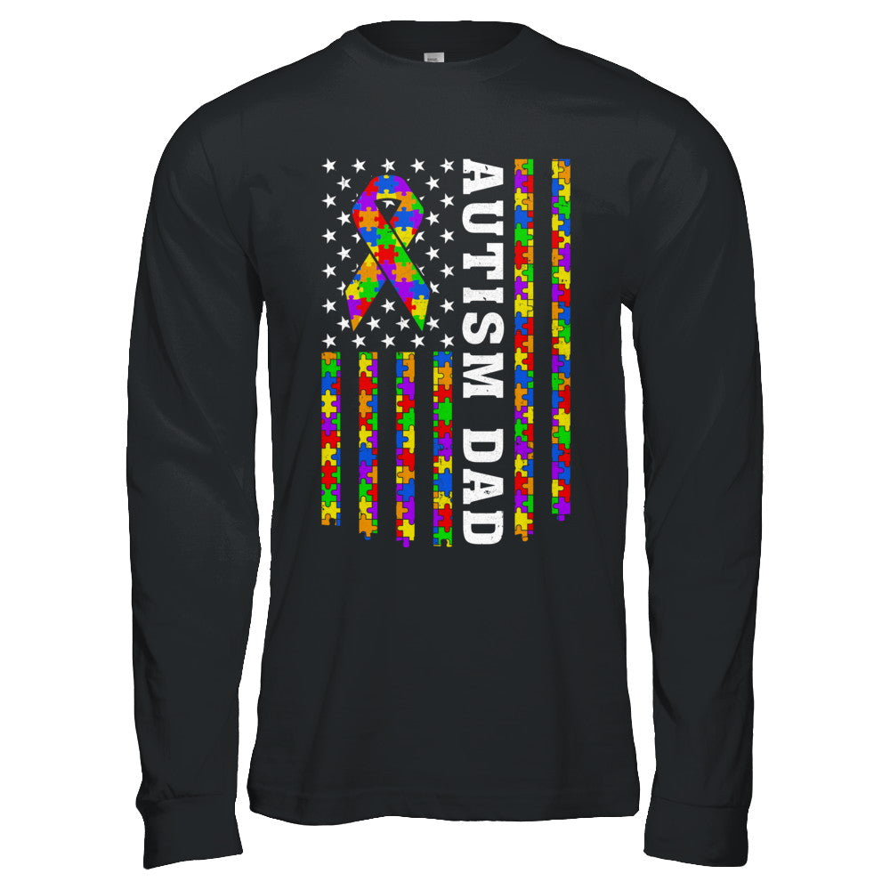 Proud Autism Dad Daddy Autistic Us Flag Fathers Day T-Shirt & Hoodie | Teecentury.com