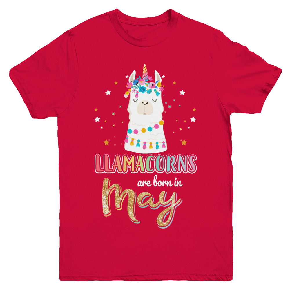 Llama Unicorn Llamacorns Born In May Birthday Gift Youth Youth Shirt | Teecentury.com