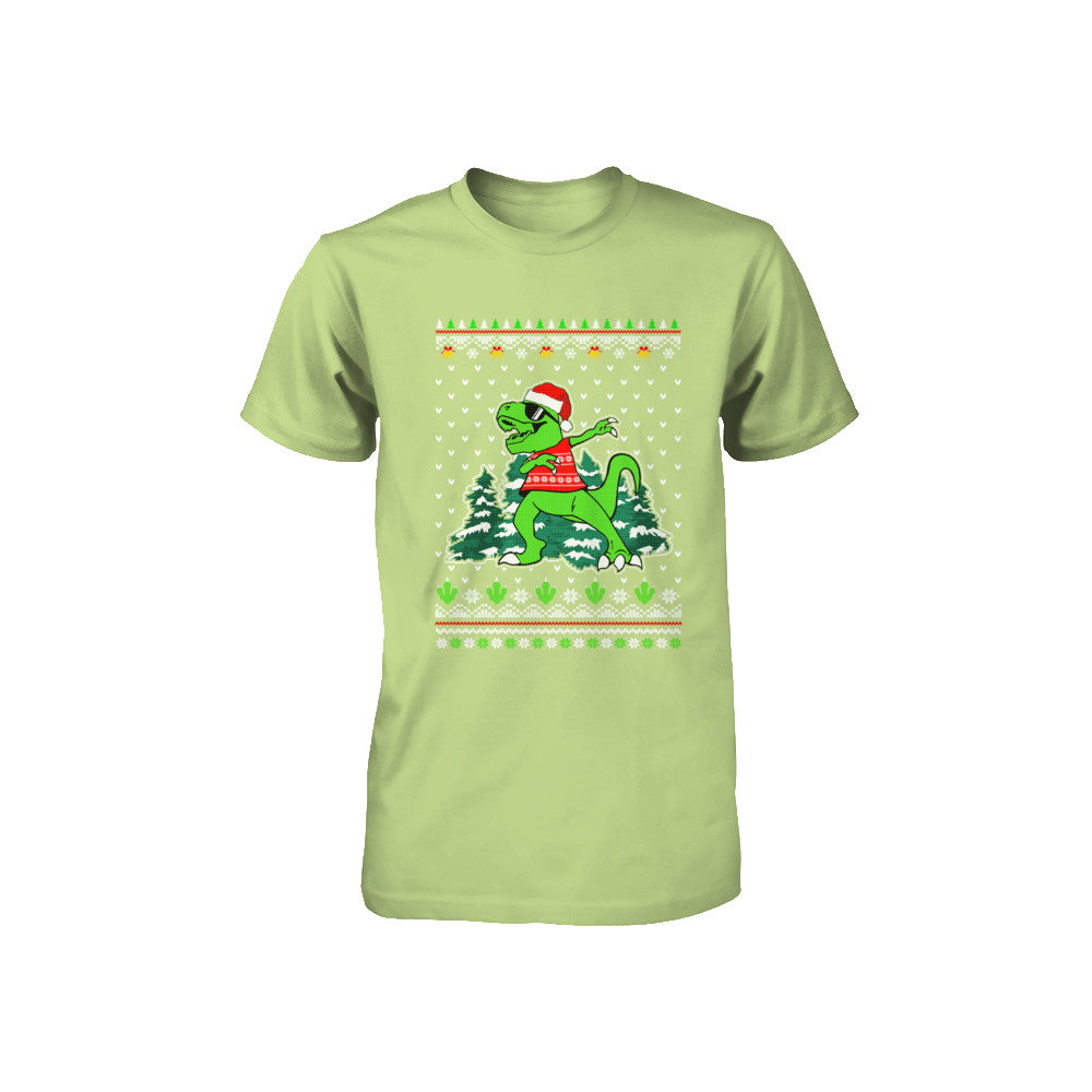 Funny Dab Dabbing Dinosaur Ugly Christmas Sweater Xmas Youth Youth Shirt | Teecentury.com