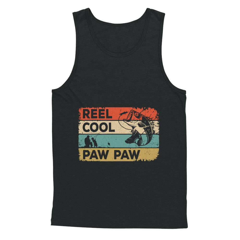 Vintage Reel Cool Paw Paw Fish Fishing Fathers Day Gift T-shirts unisex Tees Black/S