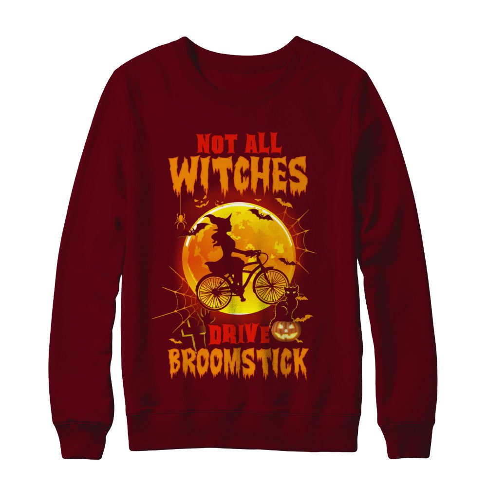 Not All Witches Drive Broom Funny Halloween Bicycle T-Shirt & Sweatshirt | Teecentury.com
