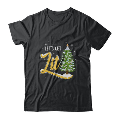 Let's Get Lit Funny Christmas Tree Drinking Beer T-Shirt & Sweatshirt | Teecentury.com