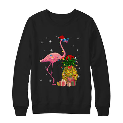 Santa Flamingo Hawaiian Pineapple Christmas Gifts T-Shirt & Sweatshirt | Teecentury.com