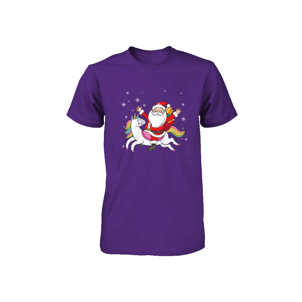 Santa Riding Unicorn Christmas Kids Girls Women Xmas Youth Youth Shirt | Teecentury.com