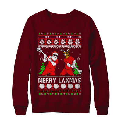 Lacrosse Santa Reindeer Merry Laxmas Ugly Christmas Sweater T-Shirt & Sweatshirt | Teecentury.com