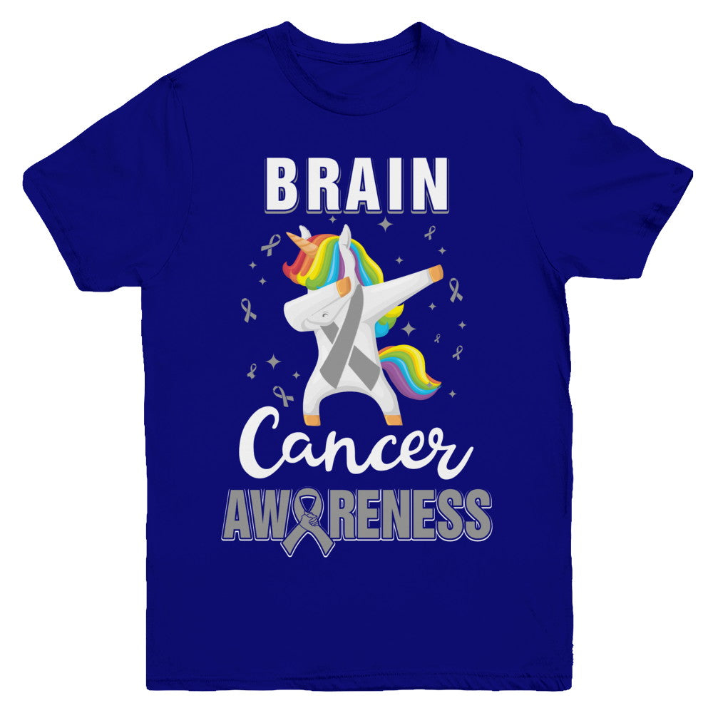 Inspirational Brain Cancer Awareness Unicorn Support Youth Youth Shirt | Teecentury.com