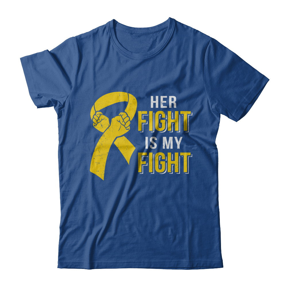 Her Fight Is My Fight Childhood Cancer Yellow Ribbon T-Shirt & Hoodie | Teecentury.com
