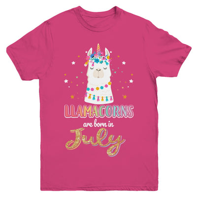 Llama Unicorn Llamacorns Born In July Birthday Gift Youth Youth Shirt | Teecentury.com