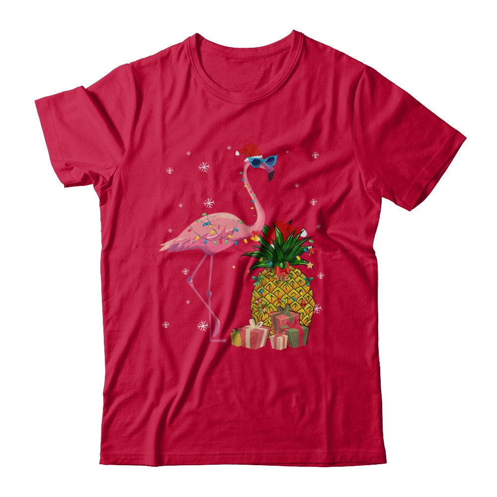 Santa Flamingo Hawaiian Pineapple Christmas Gifts T-Shirt & Sweatshirt | Teecentury.com