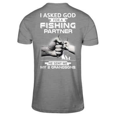 I Asked God For A Fishing Partner He Sent Me My Two Grandsons T-Shirt & Hoodie | Teecentury.com
