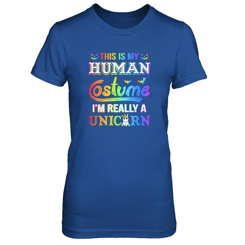 Halloween This Is My Human Costume I'm Really A Unicorn T-Shirt & Tank Top | Teecentury.com