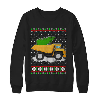Yellow Dump Truck Trucker Ugly Christmas Sweater T-Shirt & Sweatshirt | Teecentury.com