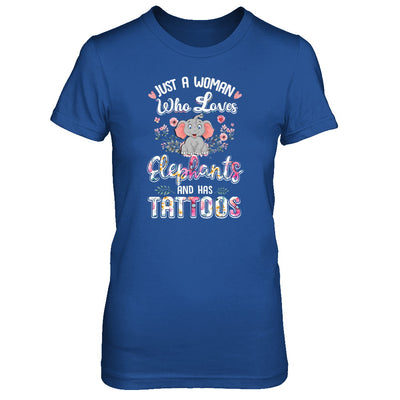 Just A Woman Who Loves Elephants And Has Tattoos T-Shirt & Tank Top | Teecentury.com