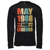 Vintage Retro May 1988 Birth Of Legends 34th Birthday T-Shirt & Hoodie | Teecentury.com