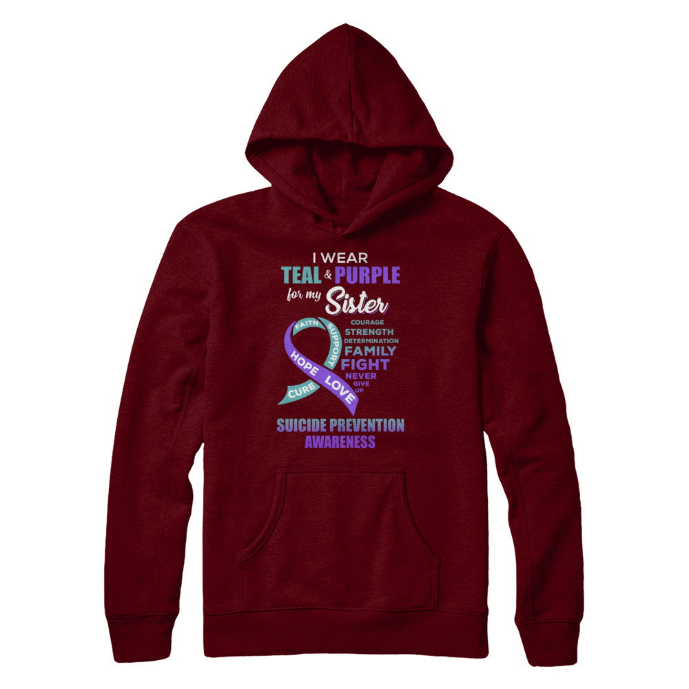 Suicide Prevention I Wear Teal Purple For My Sister T-Shirt & Hoodie | Teecentury.com