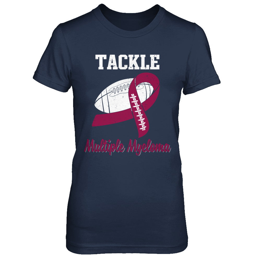 Football Survivor Tackle Burgundy Multiple Myeloma Awareness T-Shirt & Hoodie | Teecentury.com