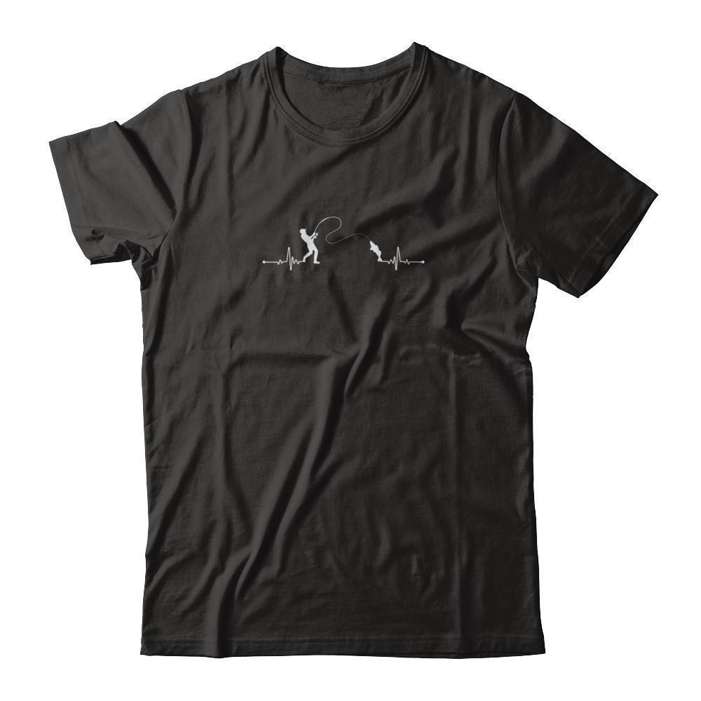 Fishing Heartbeat for Fisherman Gift T-shirts Long Sleeve T-shirts Black/S
