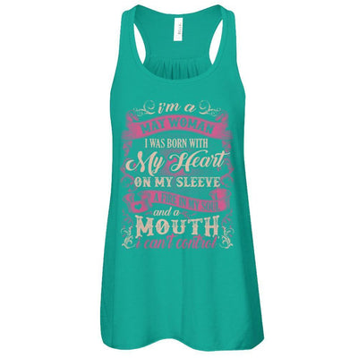 I Am A May Woman I Was Born With My Heart On My Sleeve T-Shirt & Tank Top | Teecentury.com