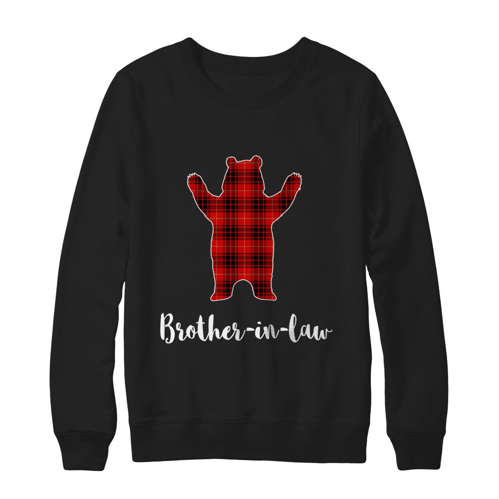 Red Brother-In-Law Bear Buffalo Plaid Family Christmas Pajamas T-Shirt & Sweatshirt | Teecentury.com