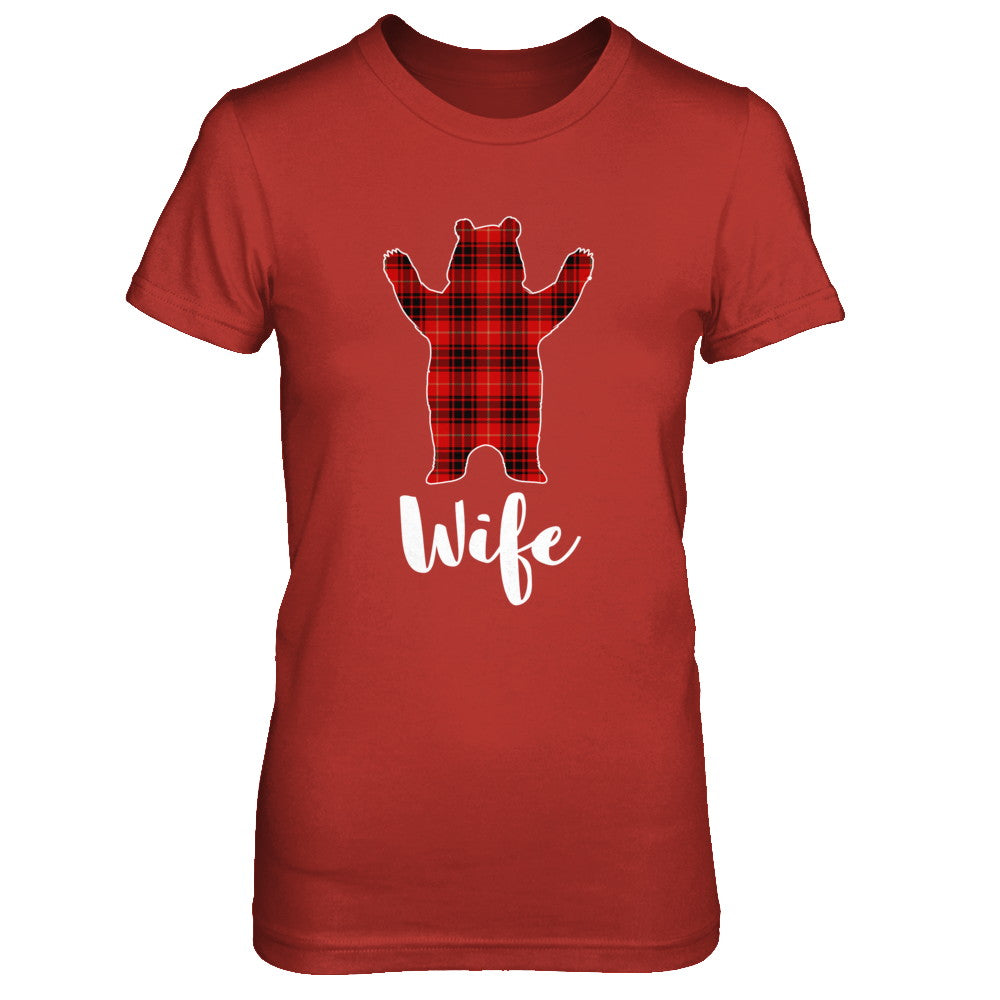 Red Wife Bear Buffalo Plaid Family Christmas Pajamas T-Shirt & Sweatshirt | Teecentury.com