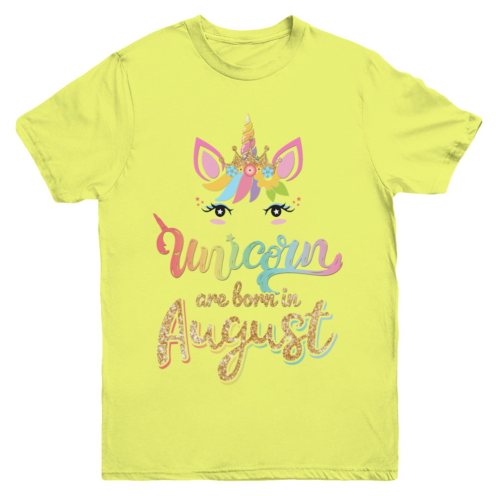Cute Unicorns Are Born In August Birthday Gift Youth Youth Shirt | Teecentury.com