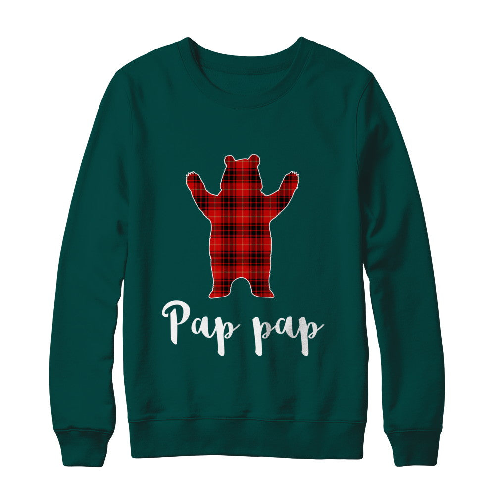 Red Pap Pap Bear Buffalo Plaid Family Christmas Pajamas T-Shirt & Sweatshirt | Teecentury.com