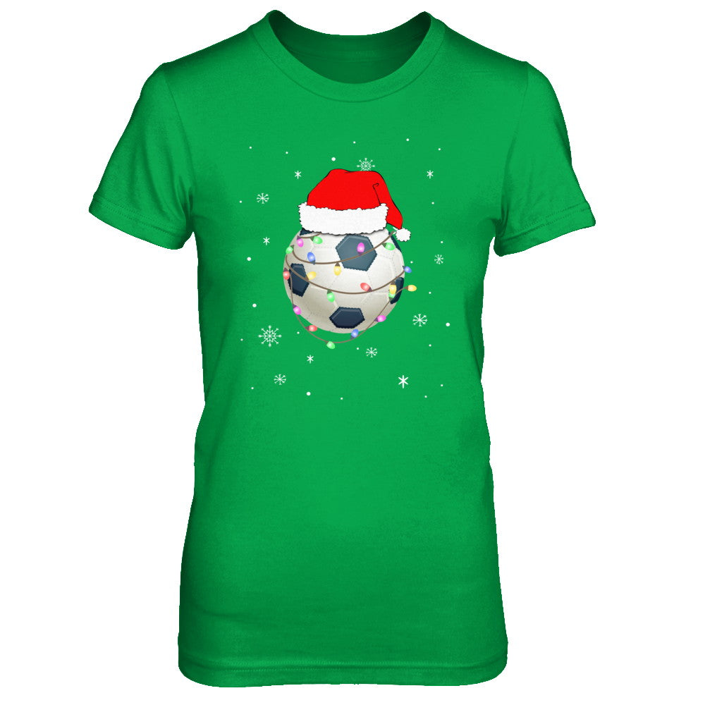 Santa Hat Soccer Christmas Gifts T-Shirt & Sweatshirt | Teecentury.com