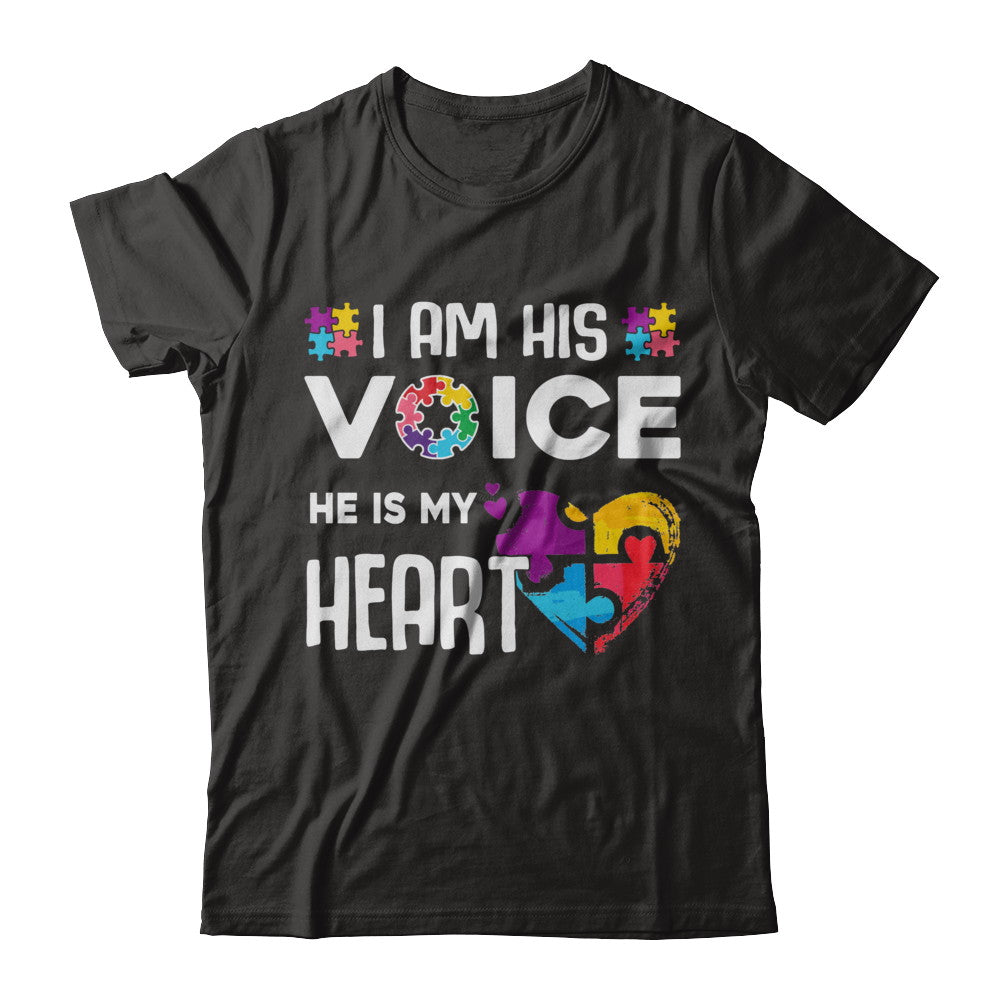 Autism Awareness I Am His Voice He Is My Heart Autism Mom T-Shirt & Hoodie | Teecentury.com