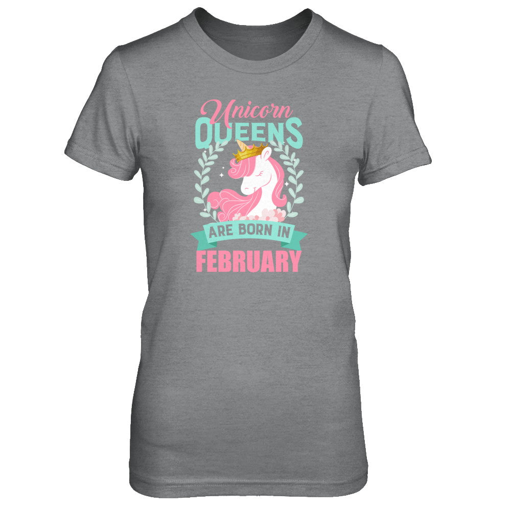 Unicorn Queens Are Born In February Birthday Gift T-Shirt & Tank Top | Teecentury.com