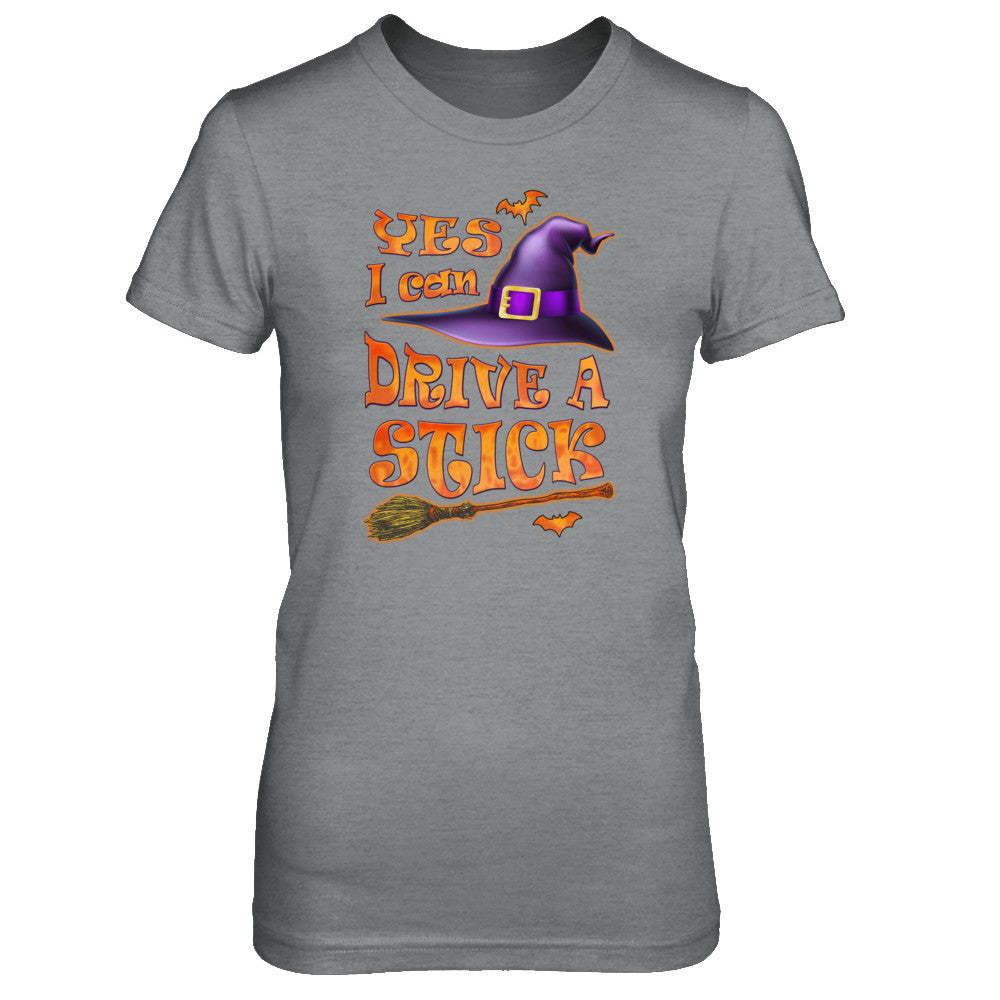 Yes I Can Drive A Stick Funny Halloween Witch Broom T-Shirt & Tank Top | Teecentury.com